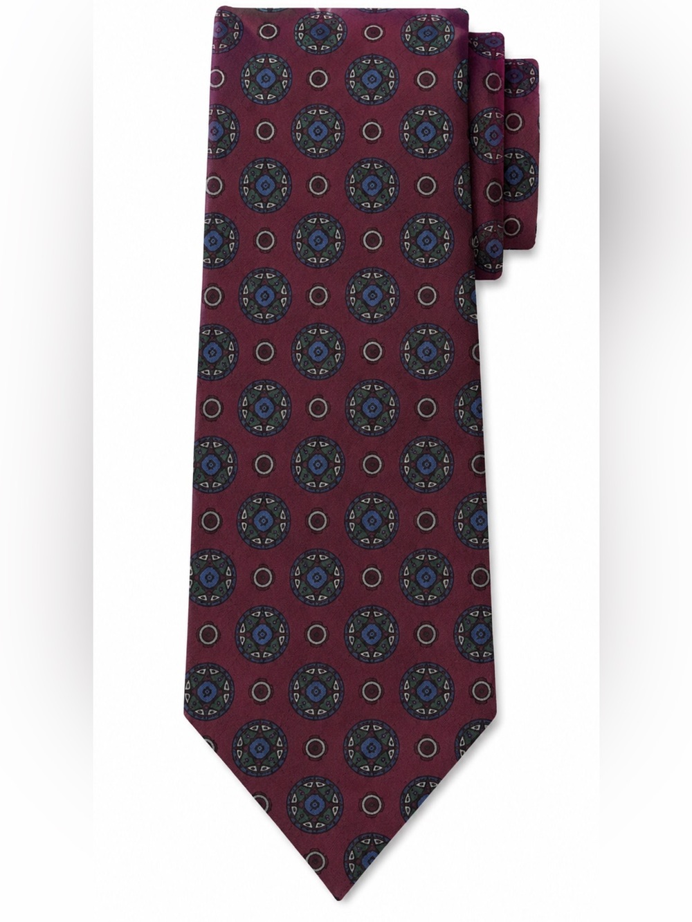 Christian Dior Monsieur Vintage Silk Tie Burgundy Geometric Pattern Wedding